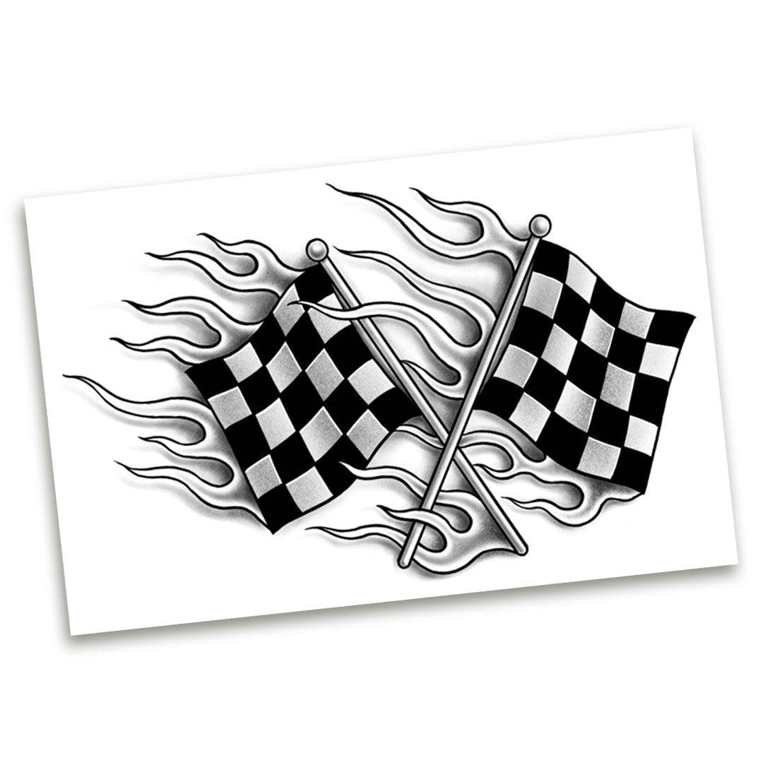 Checkered flag tattoo Checkered flag for racing sport tattoo design  isolated on white background  CanStock