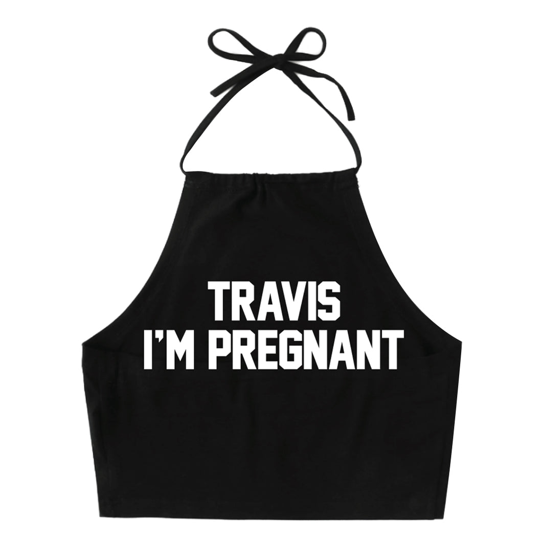 Travis I'm Pregnant Women's Halter Top